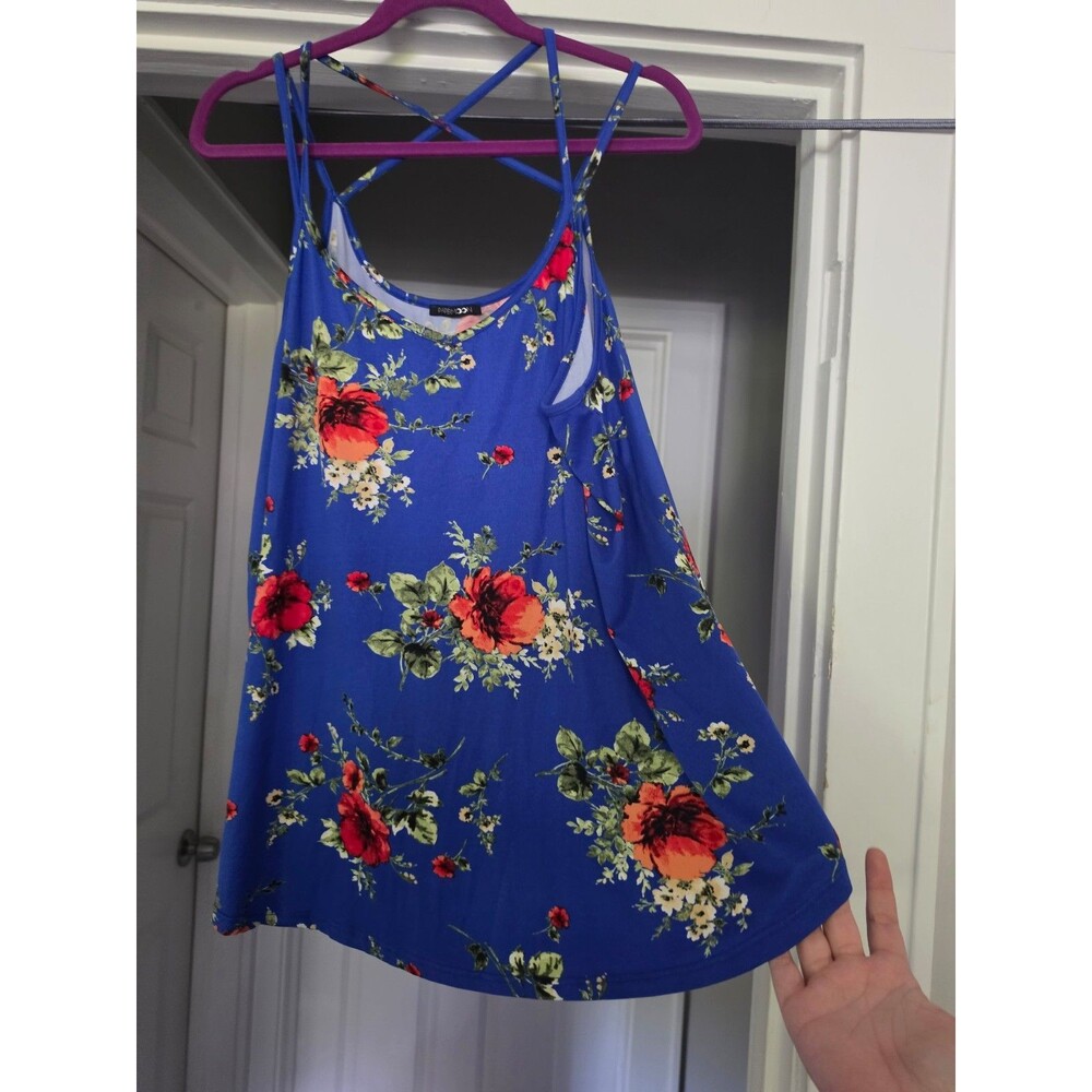 Women's floral blue tank top